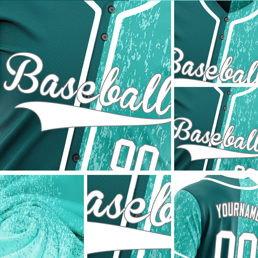 Custom Light Green Broken Half Baseball Jersey