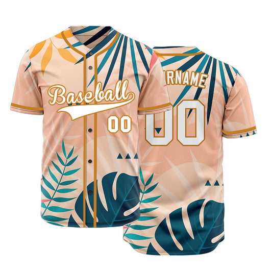 Custom Light Pink Hawaiian Baseball Jersey