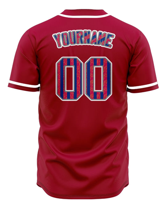 Custom Lines Half Blue Blue Red Baseball Jersey