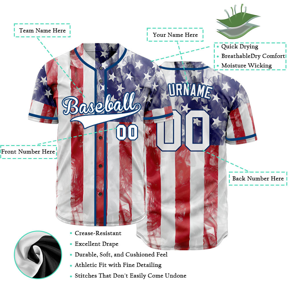Custom Mist Flag Baseball Jersey