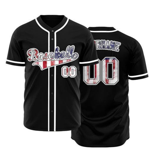 Custom Mist Flag Black Baseball Jersey