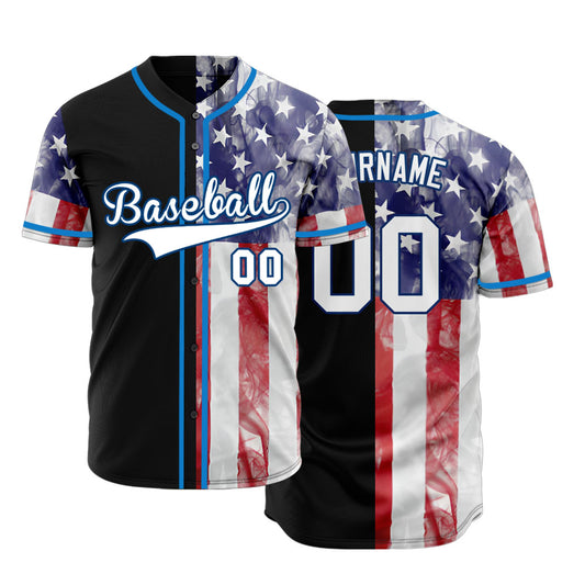 Custom Mist Flag Half Baseball Jersey