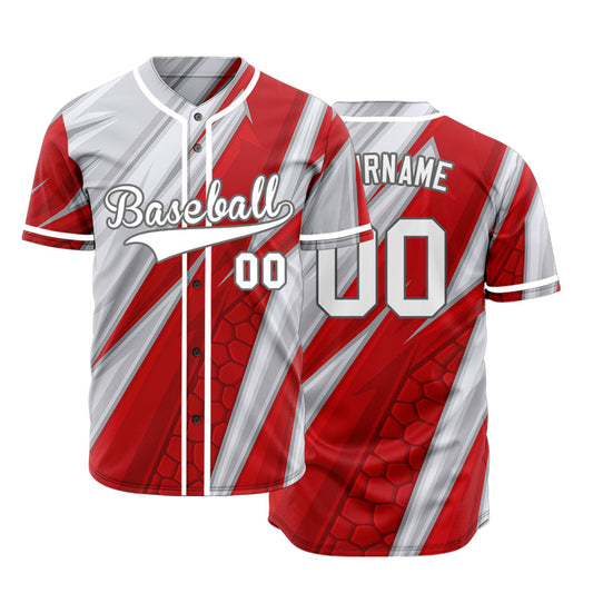 Custom Moire Red Grey Baseball Jersey