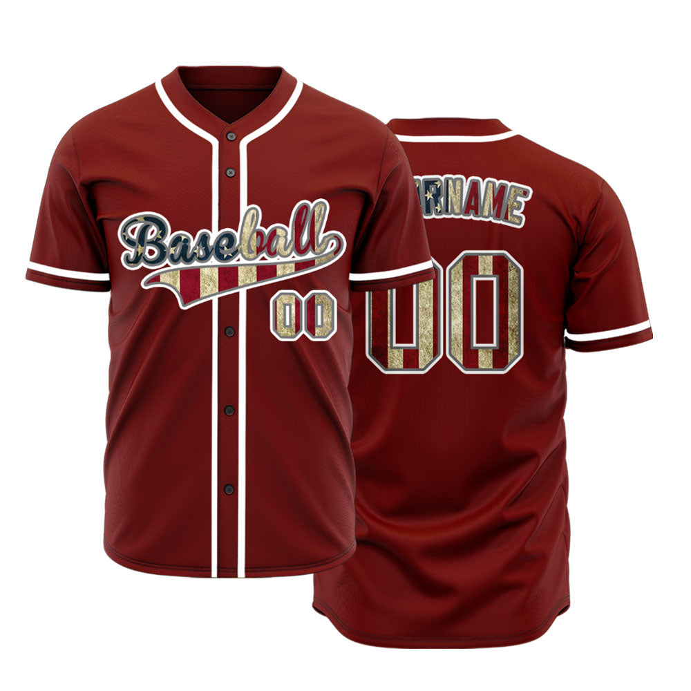 Custom Old Flag Red Baseball Jersey