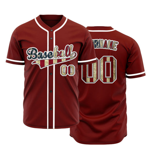Custom Old Flag Red Baseball Jersey