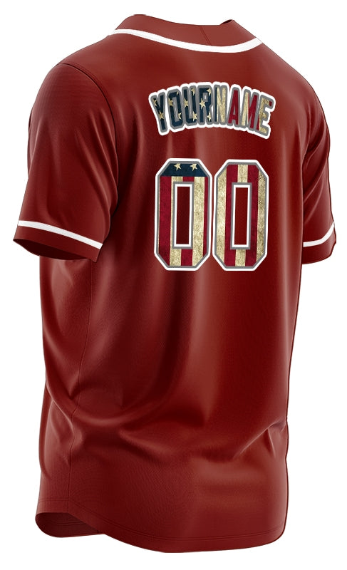 Custom Old Flag Red Baseball Jersey