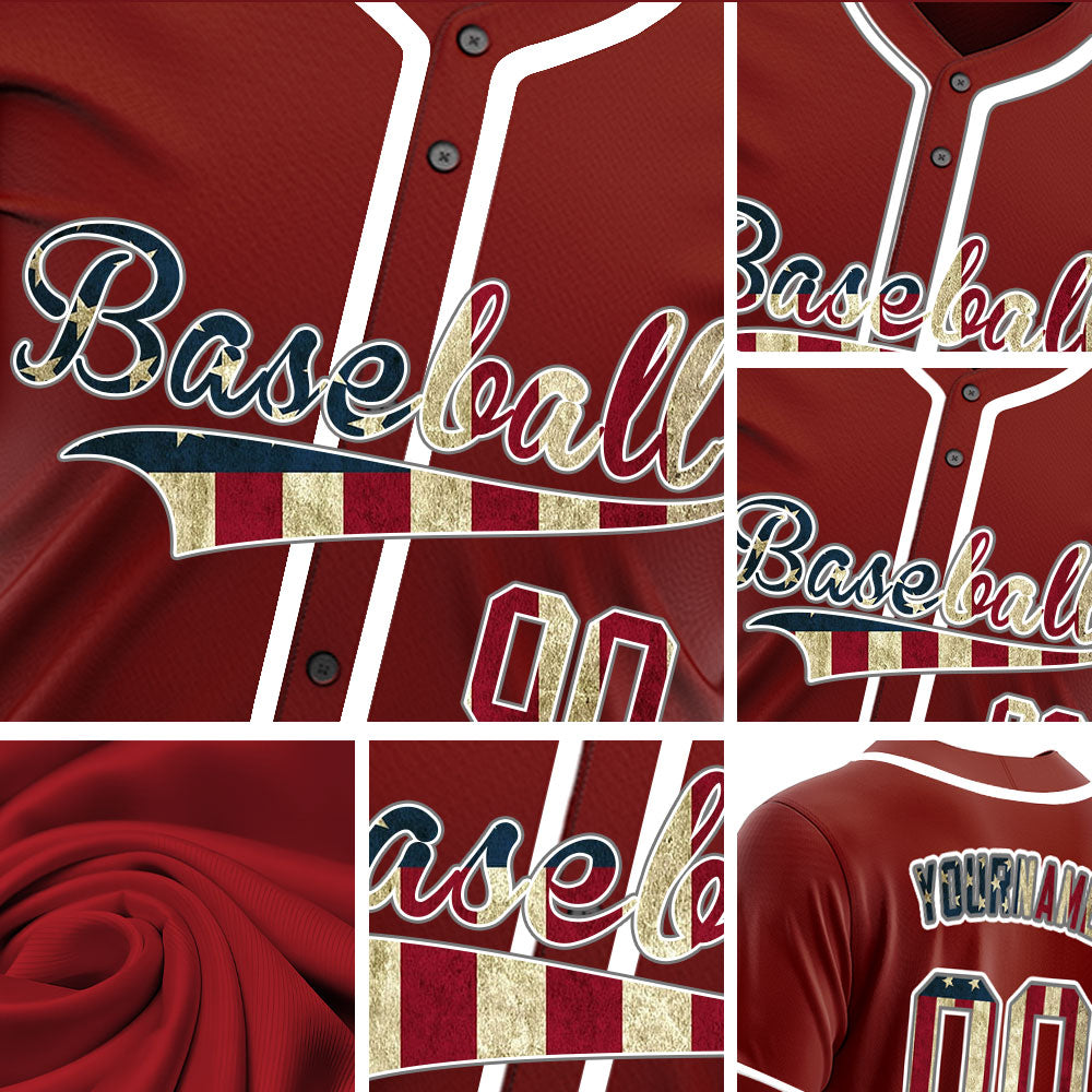 Custom Old Flag Red Baseball Jersey
