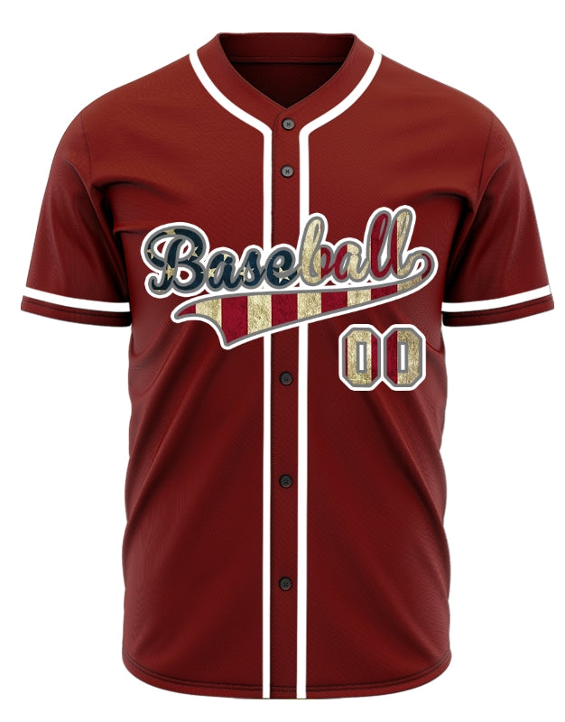Custom Old Flag Red Baseball Jersey