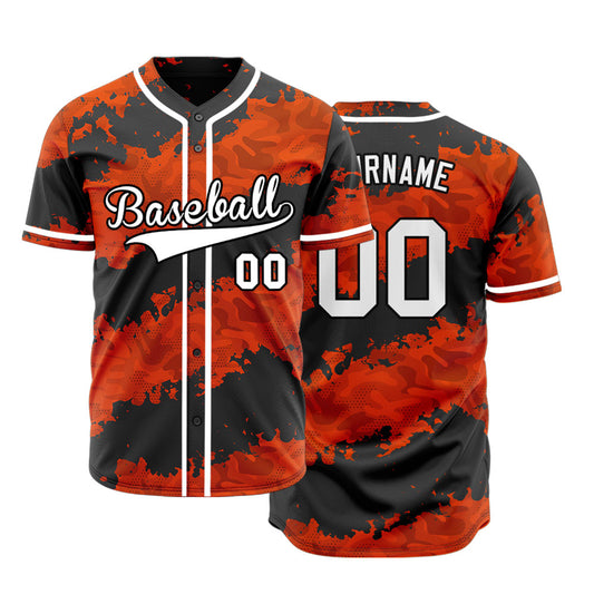 Custom Orange Black Fire Baseball Jersey