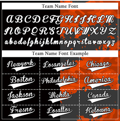 Custom Orange Black Fire Half Baseball Jersey