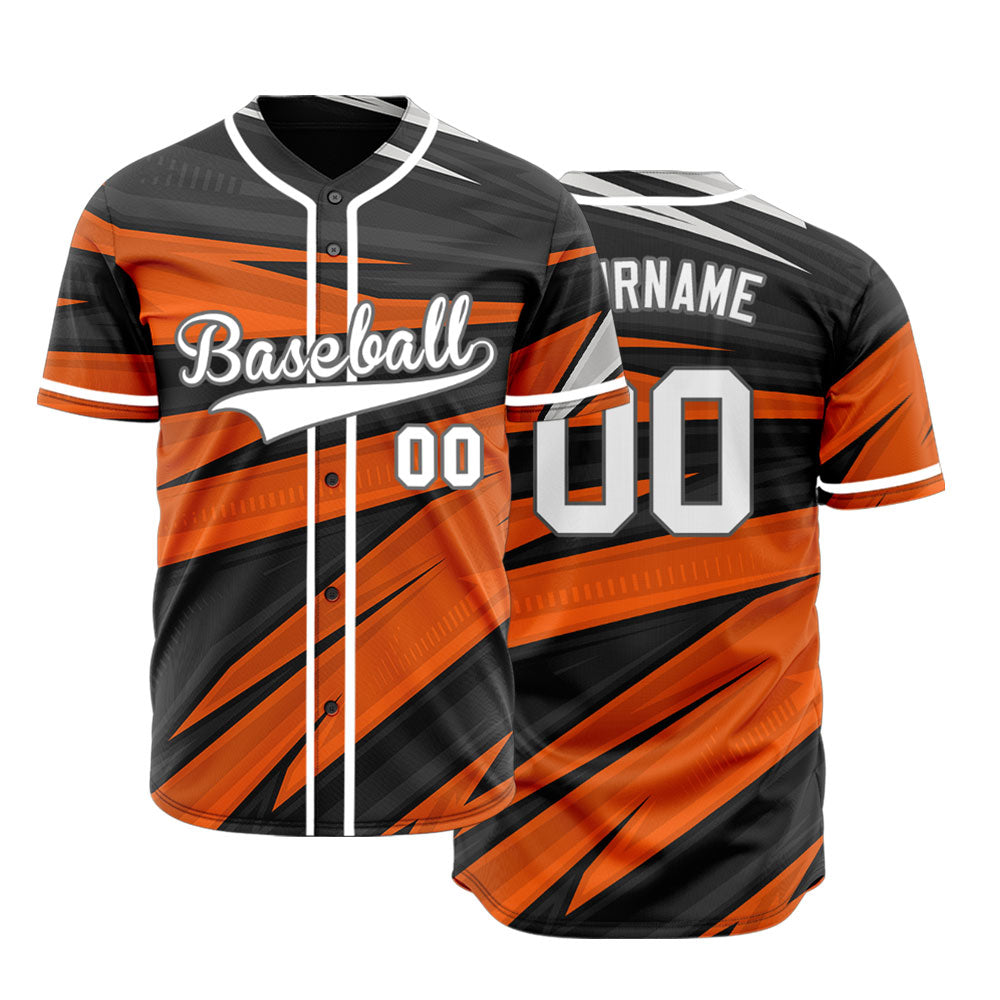 Custom Orange Black Lines Baseball Jersey