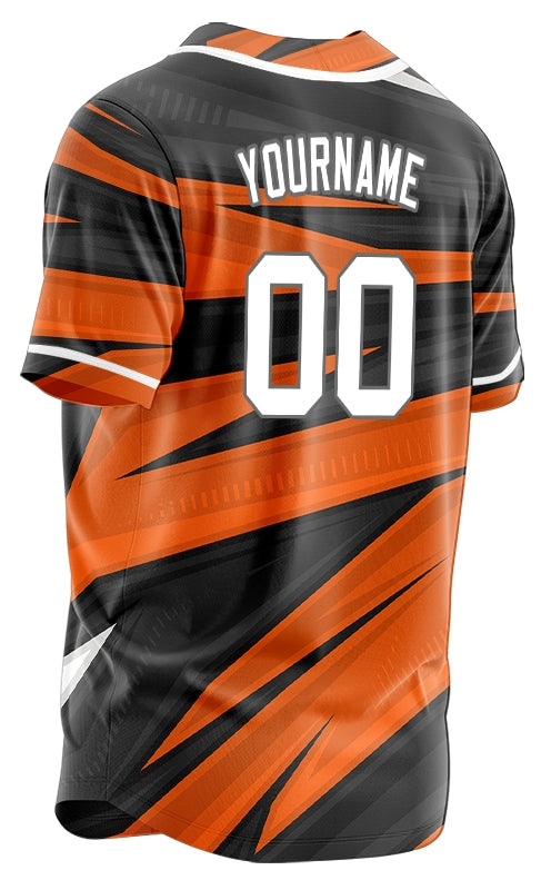 Custom Orange Black Lines Baseball Jersey
