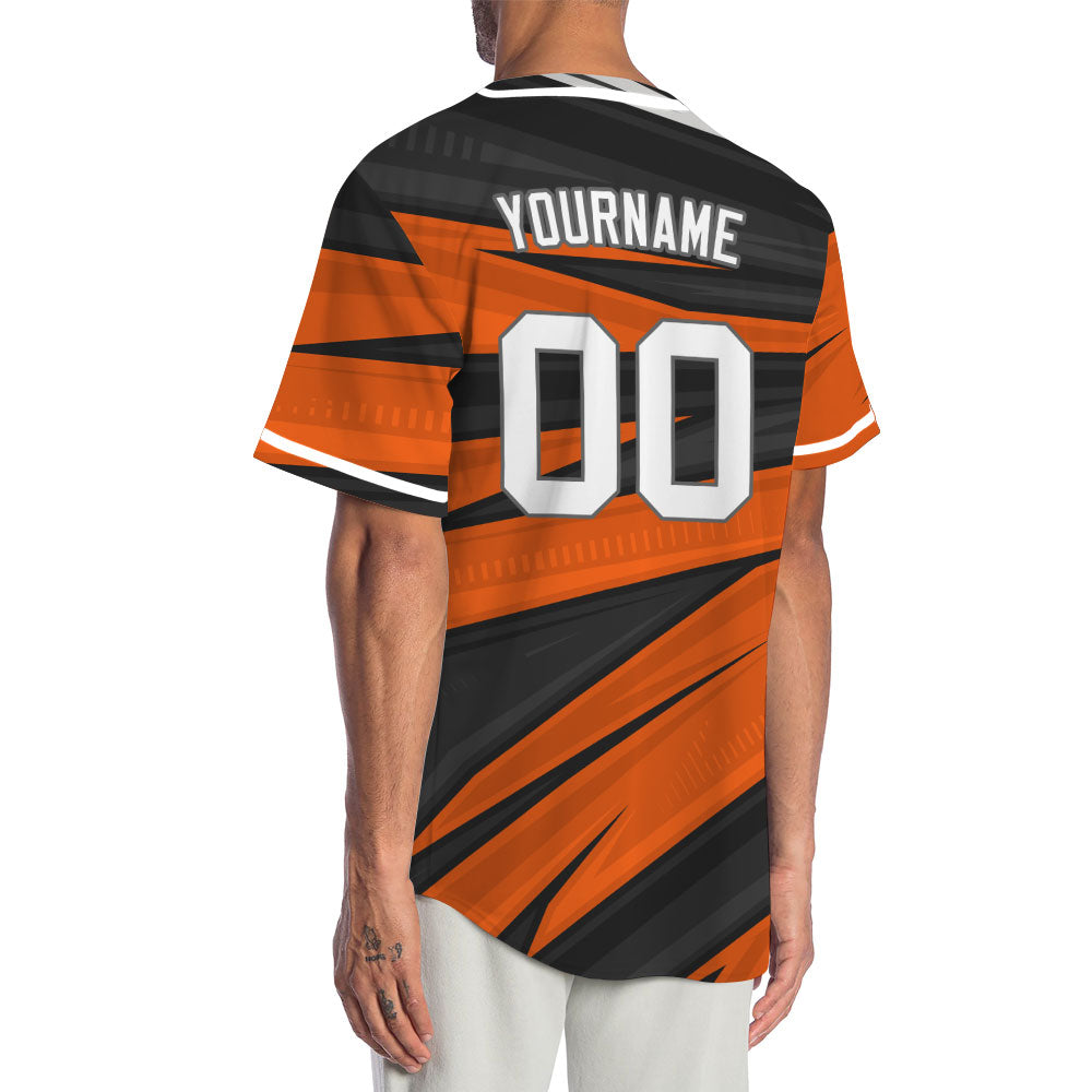 Custom Orange Black Lines Baseball Jersey