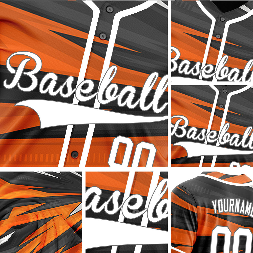 Custom Orange Black Lines Baseball Jersey
