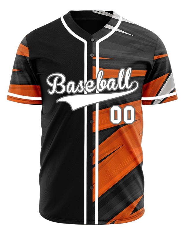 Custom Orange Black Lines Half Baseball Jersey