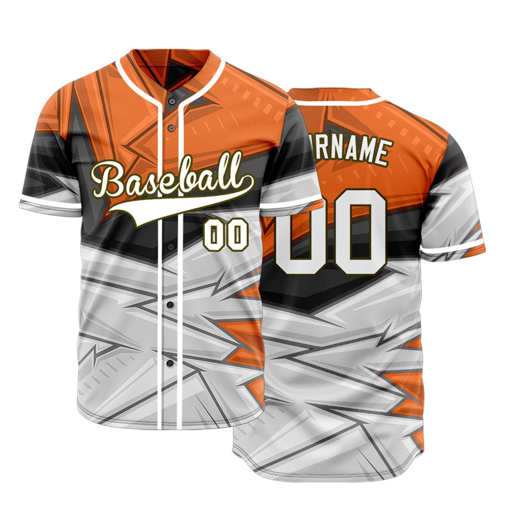 Custom Orange Black White Baseball Jersey