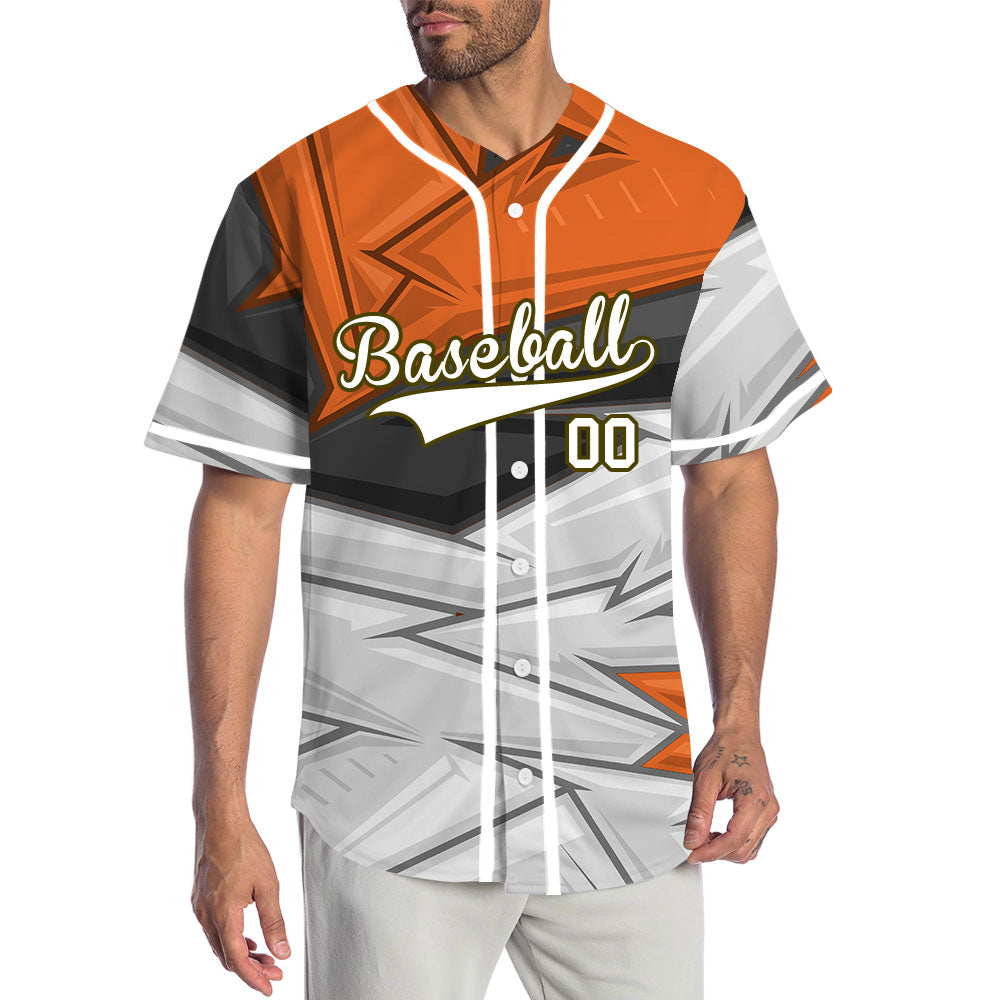 Custom Orange Black White Baseball Jersey