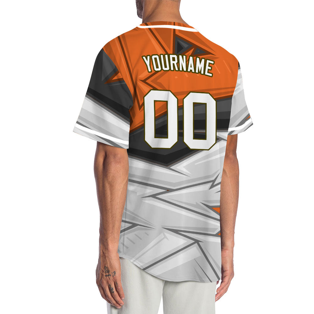 Custom Orange Black White Baseball Jersey