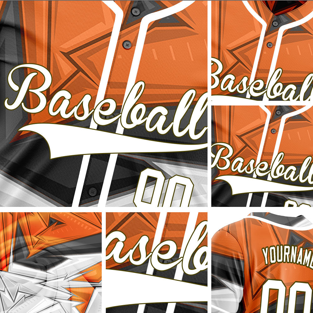 Custom Orange Black White Baseball Jersey