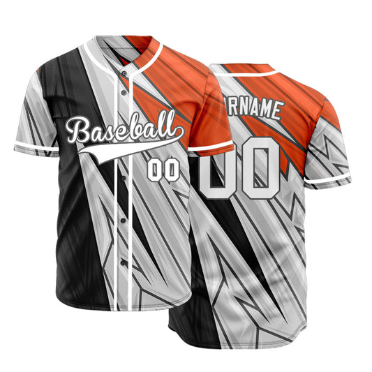 Custom Orange Black White Technology Baseball Jersey