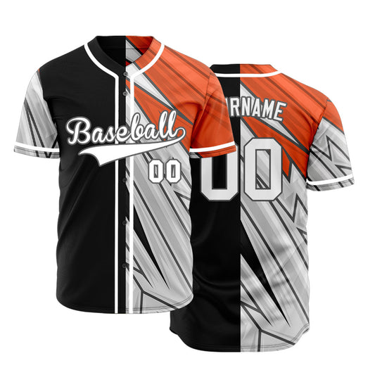 Custom Orange Black White Technology Half Baseball Jersey