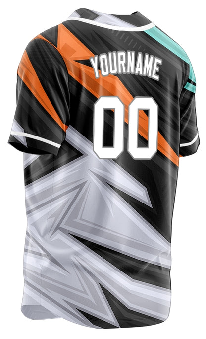 Custom Orange Blue Grey Lines Baseball Jersey