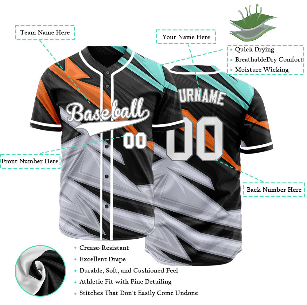 Custom Orange Blue Grey Lines Baseball Jersey