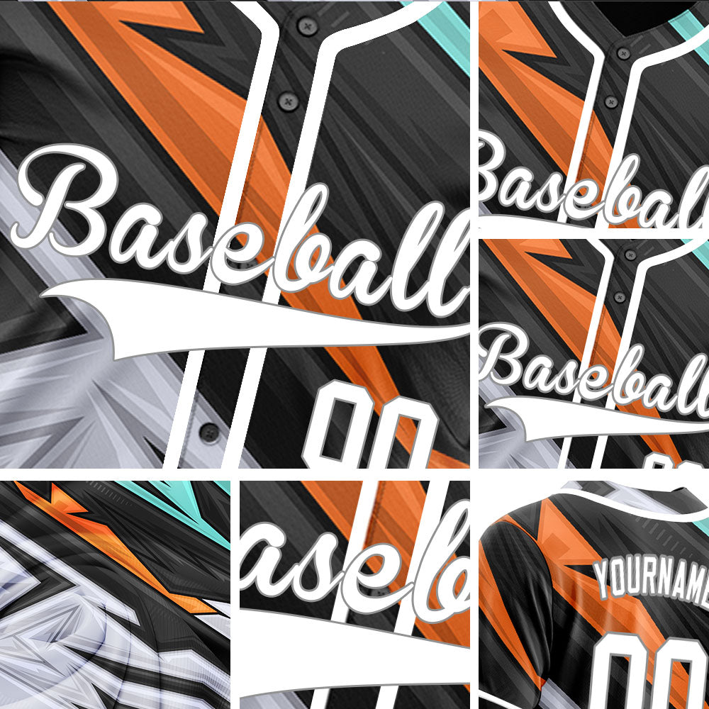 Custom Orange Blue Grey Lines Baseball Jersey