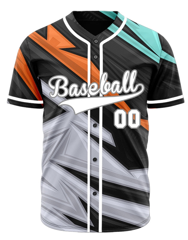 Custom Orange Blue Grey Lines Baseball Jersey