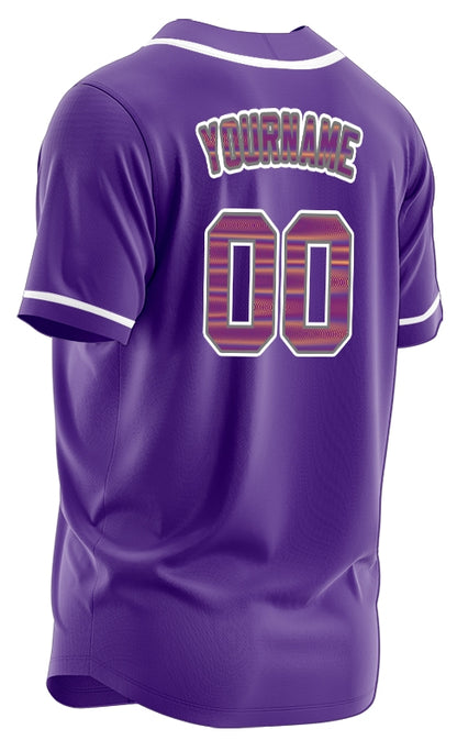 Custom Orange Corrugated Line Purple Baseball Jersey