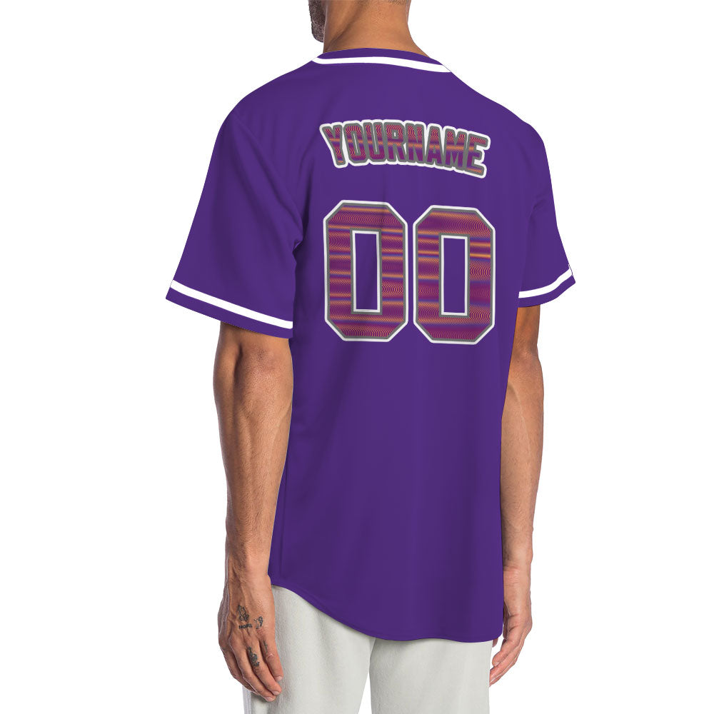 Custom Orange Corrugated Line Purple Baseball Jersey