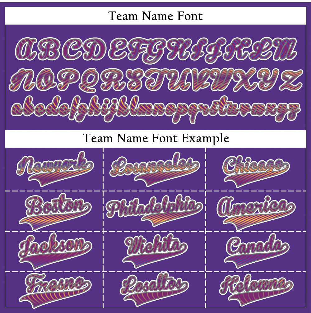 Custom Orange Corrugated Line Purple Baseball Jersey