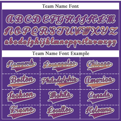 Custom Orange Corrugated Line Purple Baseball Jersey