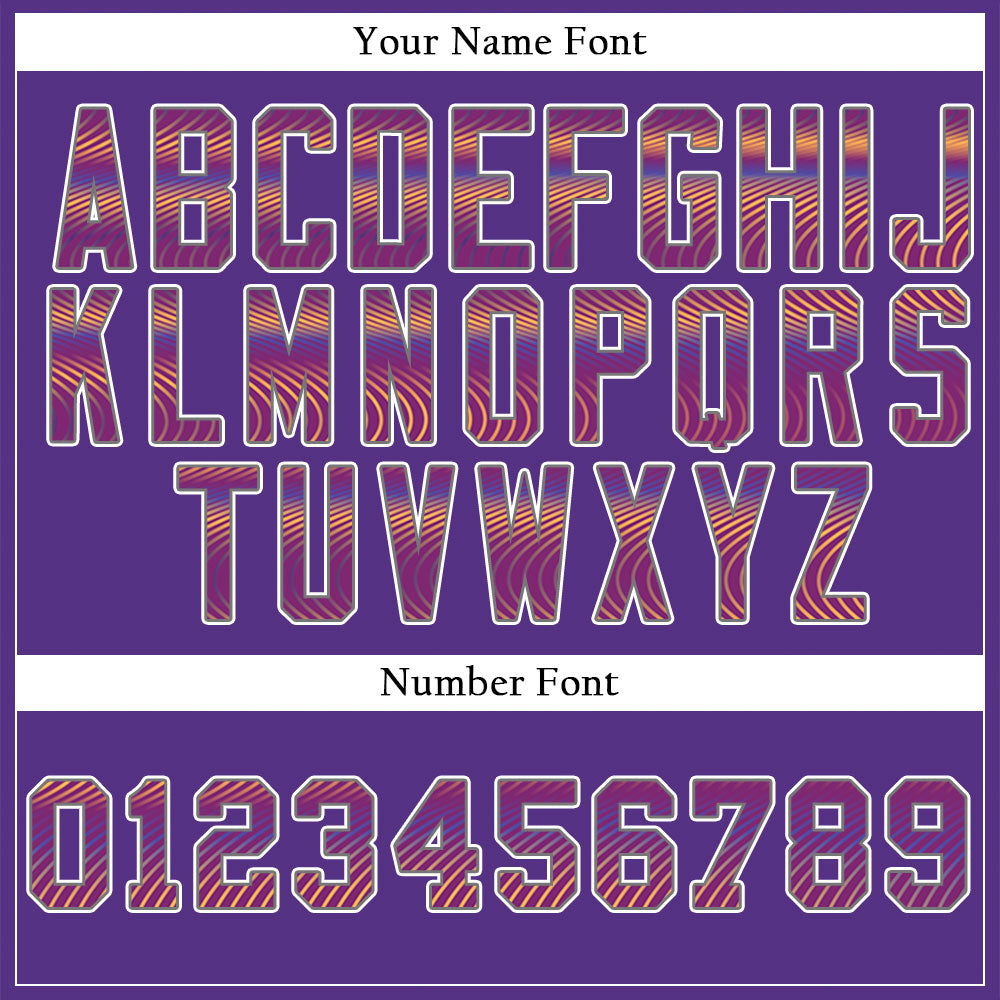 Custom Orange Corrugated Line Purple Baseball Jersey