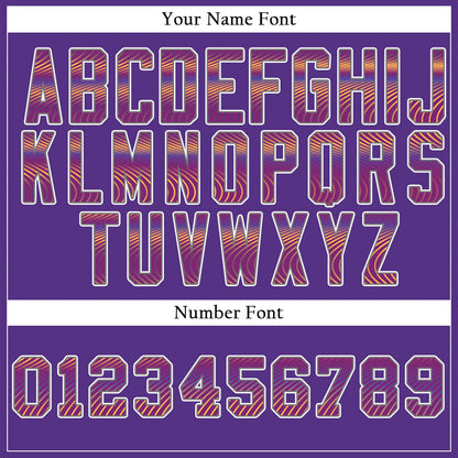 Custom Orange Corrugated Line Purple Baseball Jersey