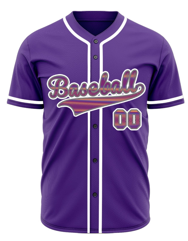 Custom Orange Corrugated Line Purple Baseball Jersey