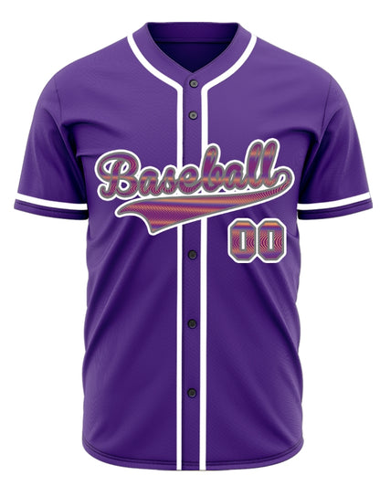 Custom Orange Corrugated Line Purple Baseball Jersey