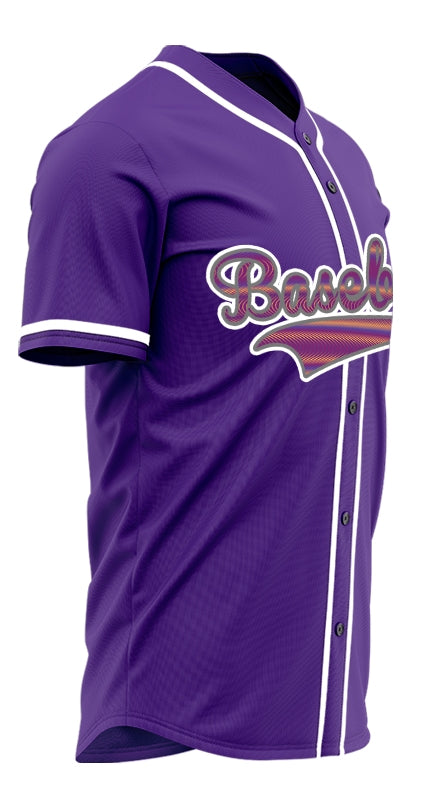 Custom Orange Corrugated Line Purple Baseball Jersey
