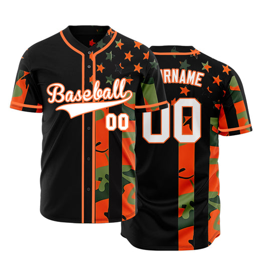Custom Orange Flag Half Baseball Jersey