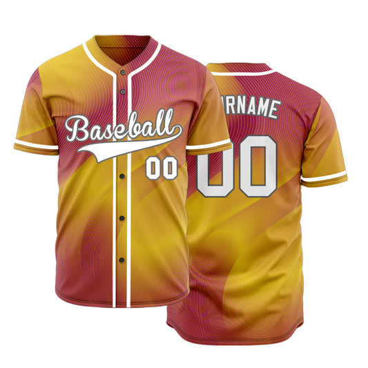 Custom Orange Red Gradient Curve Baseball Jersey