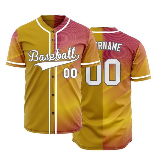 Custom Orange Red Gradient Curve Half Baseball Jersey