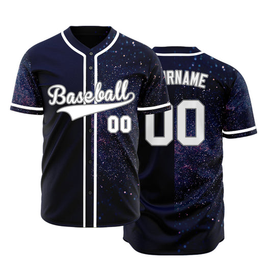 Custom Pink Blue Starry Sky Half Baseball Jersey