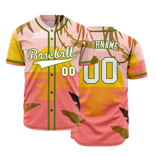 Custom Pink Lake Hawaiian Baseball Jersey