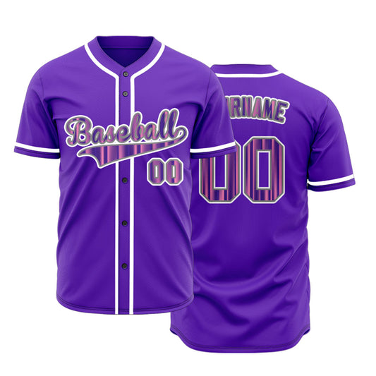 Custom Pink Lines Purple Baseball Jersey