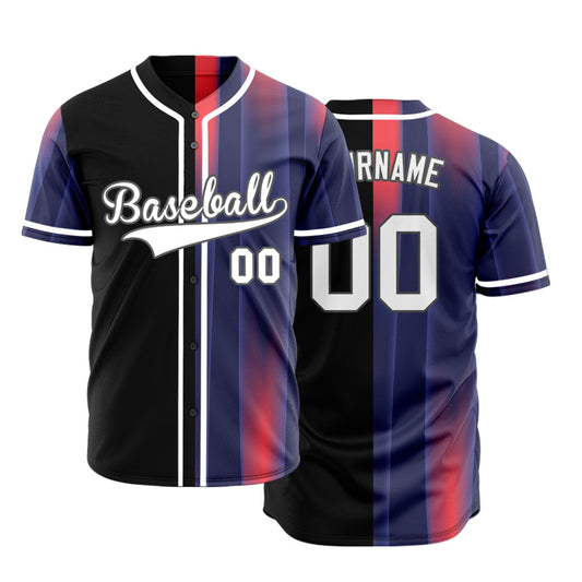Custom Pink Purple Gradient Lines Half Baseball Jersey