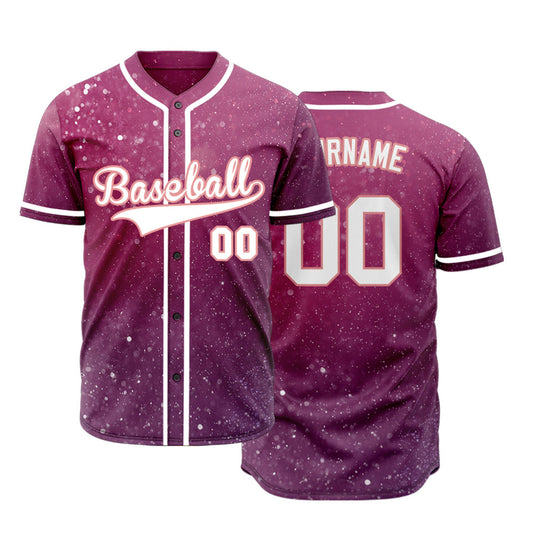 Custom Pink Purple Starry Sky Baseball Jersey