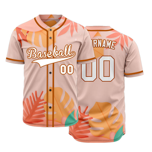 Custom Pink Tropical Baseball Jersey