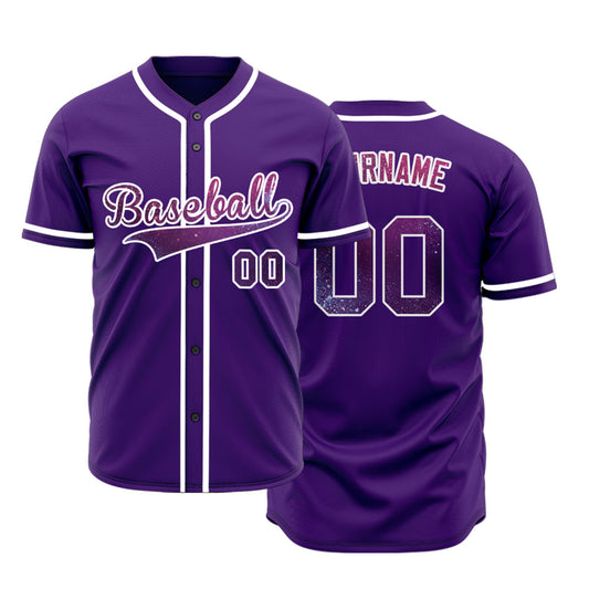 Custom Purple Dark Starry Sky Baseball Jersey