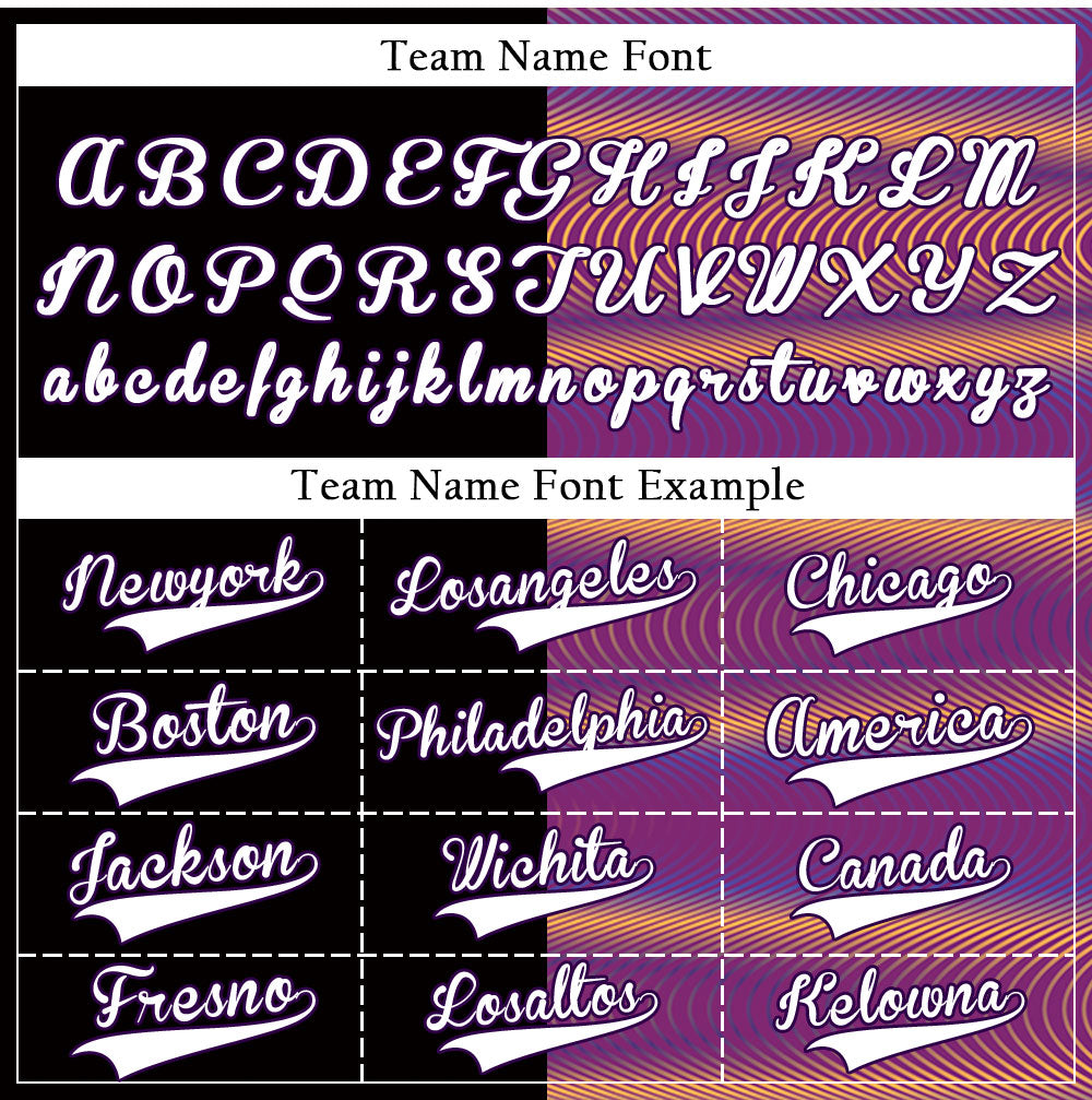 Custom Purple Orange Corrugated Line Half Baseball Jersey