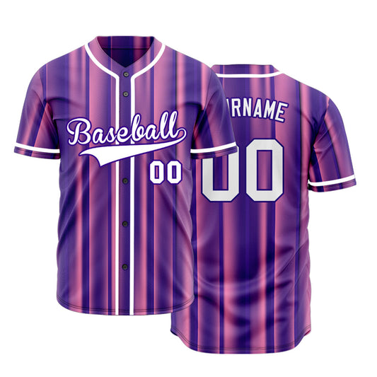 Custom Purple Pink Lines Baseball Jersey